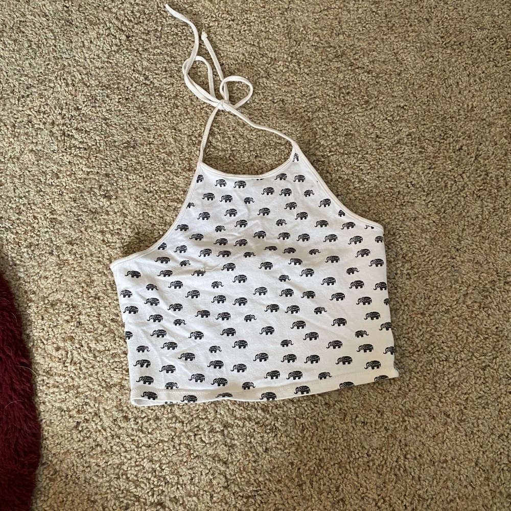 Elephant halter tie cropped top